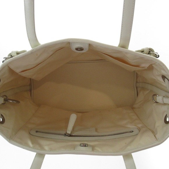 Christian Dior Logo Charm Tote Bag Coated Canvas White - Picture 4 of 8